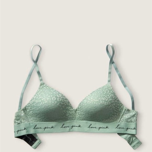 PINK Victoria's Secret Light Green Leopard Bralette - Picture 1 of 6